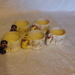Twin Winton hillbilly Pasadena mugs vintage ceramic mugs set of 5